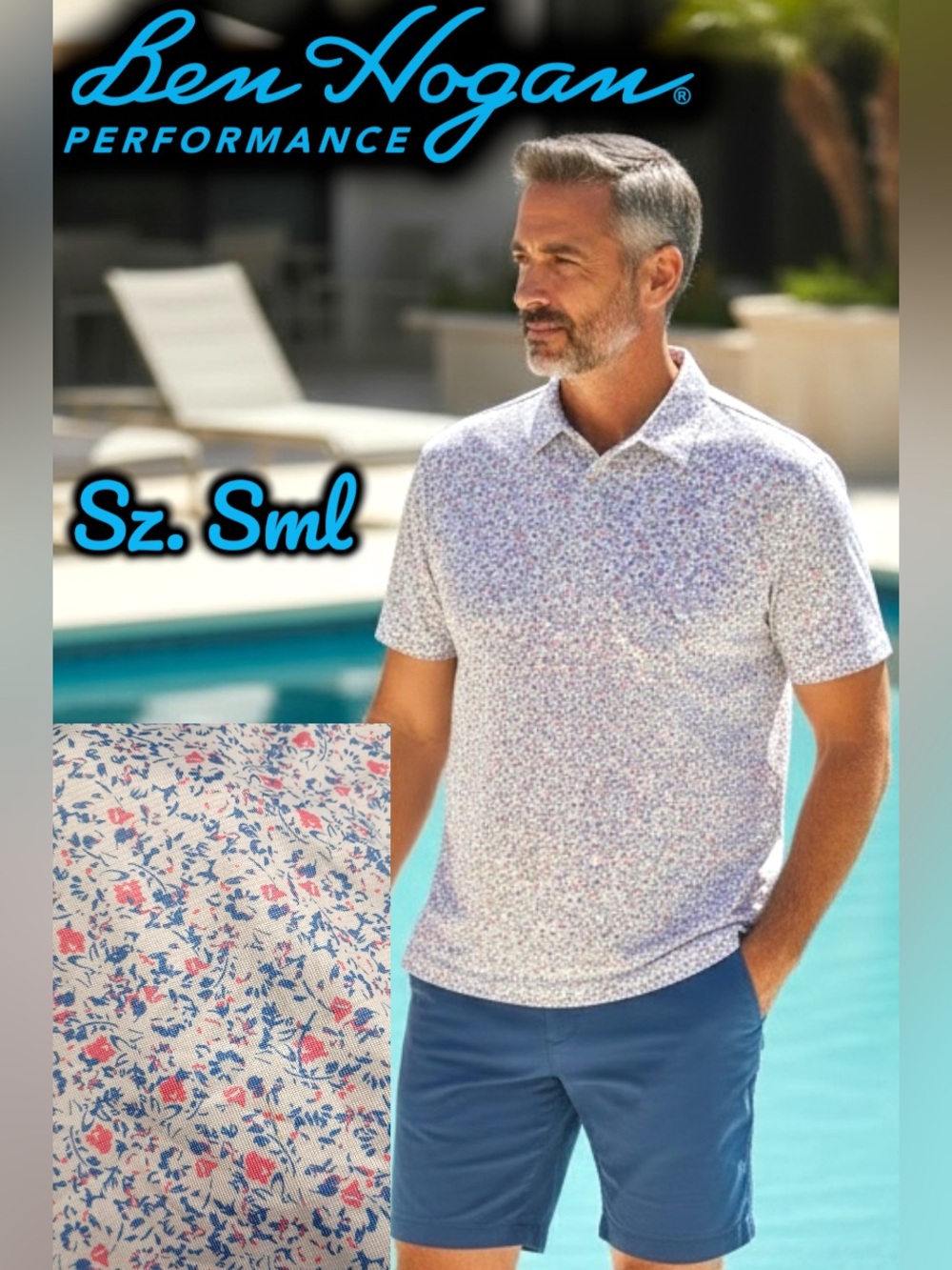 EUC Ben Hogan Performance Floral Confetti Golf Polo SS - Sml